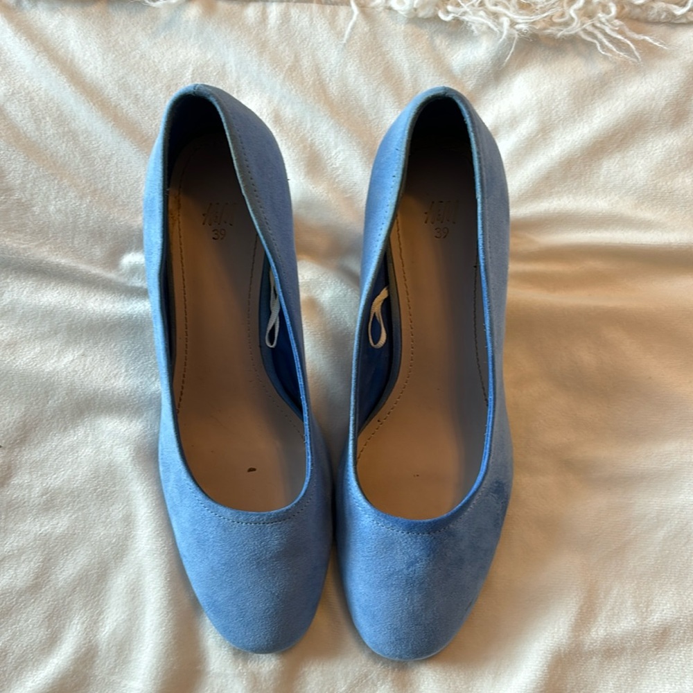 H&M sky blue baby block heels.